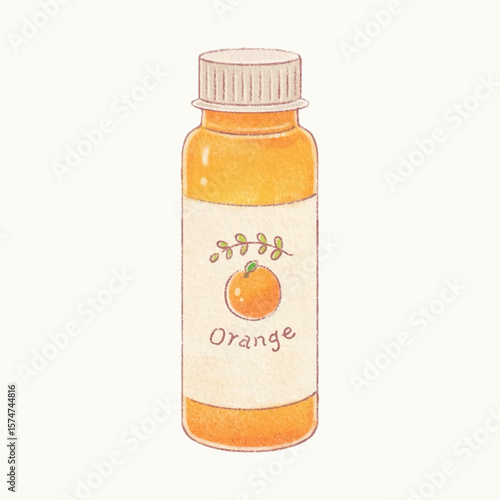 Watercolor vector illustration of orange juice in a PET bottle