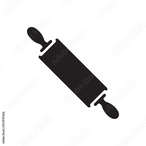 Classic Kitchen Rolling Pin Silhouette for Baking Dough and Pastry Preparation