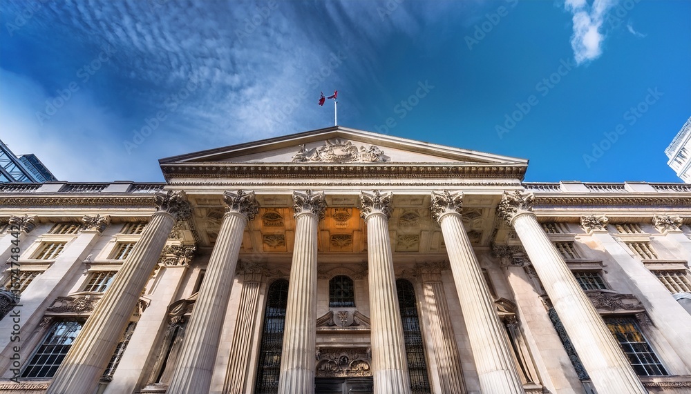 Naklejka premium grand neoclassical facade bank of england city of london s financial heart architectural details majestic structure district friezes structure