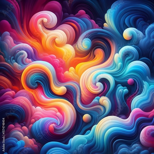 Vibrant Abstract Swirls of Color and Light in a Psychedelic Design