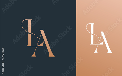 Initial letter LA AL logo design vector illustration for couple, wedding, and business