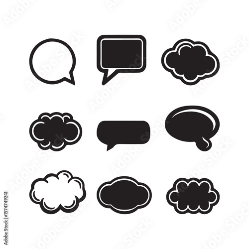 "Dialog Box Vector Art Set | Comic Dialogue Box Icons and Text Dialog Vector for Creative Design and Communication Projects."