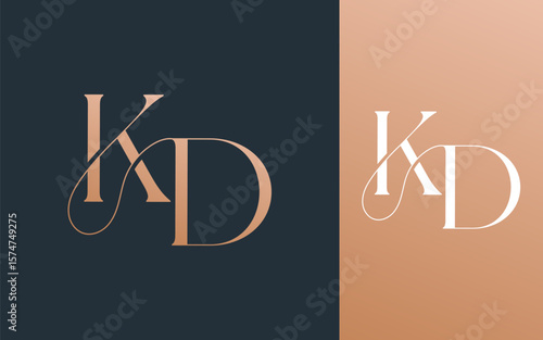 Initial letter KD DK logo design vector illustration for couple, wedding, and business