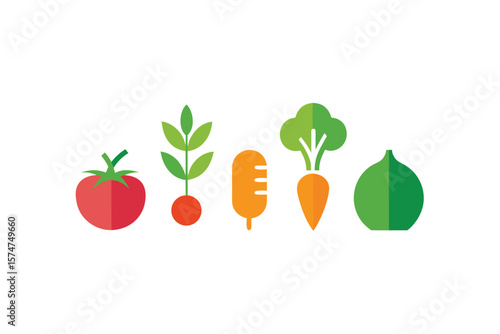 Eco Labeled Vegetables And Grains Icon Set On White