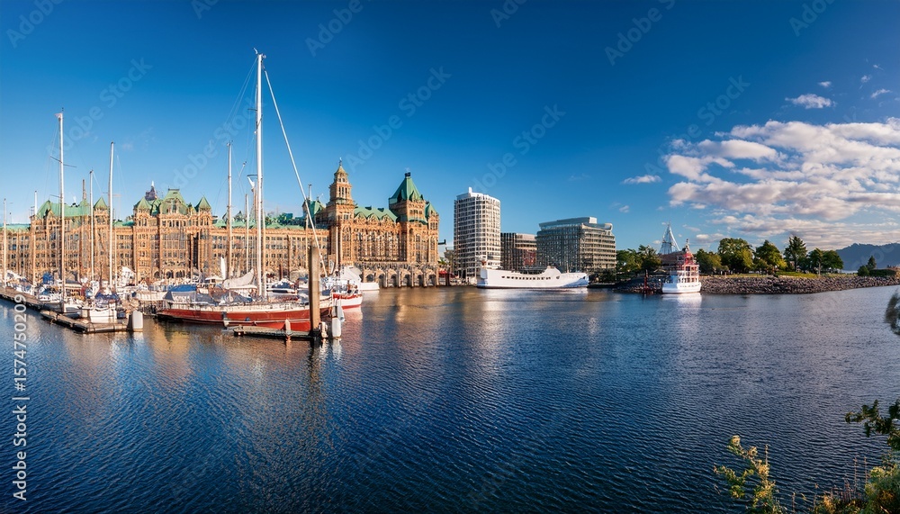 Naklejka premium beautiful view of inner harbour of victoria bc canada