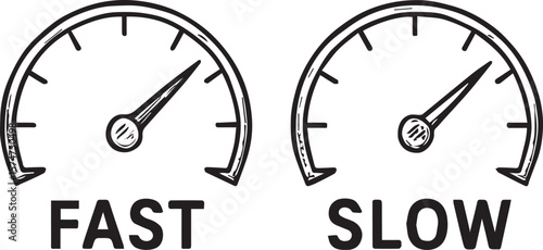 Fast and slow internet speedtest line art vector 