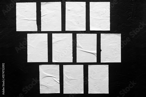 Photography Set of white posters with folds.