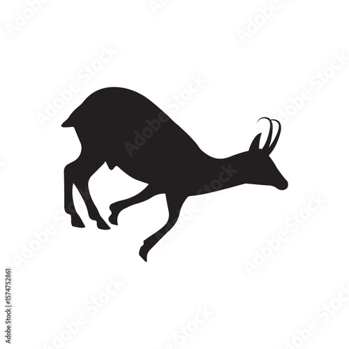 Chamois Silhouette Vector Isolated For The Best Chamois Icon Illustration. Simple design mountain goat, endemic to Germany.