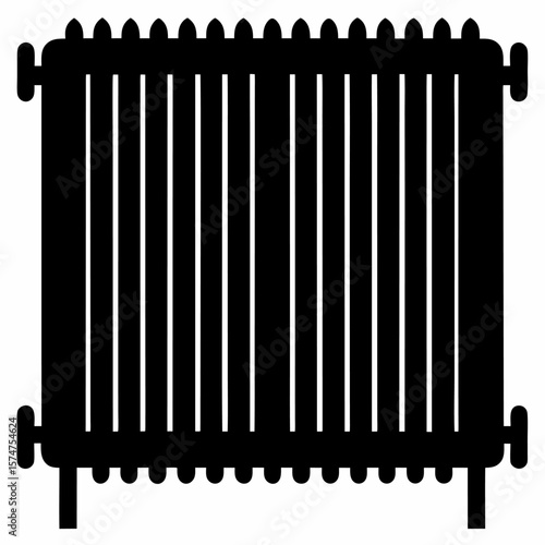 Black silhouette of a radiator a heating element for a home or building
