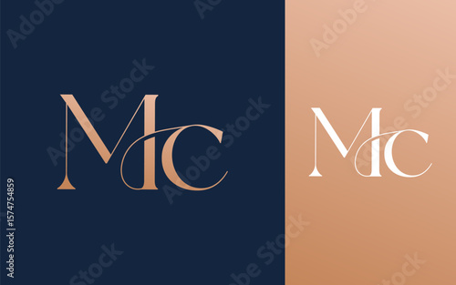 Initial letter MC CM logo design vector illustration for couple, wedding, and business