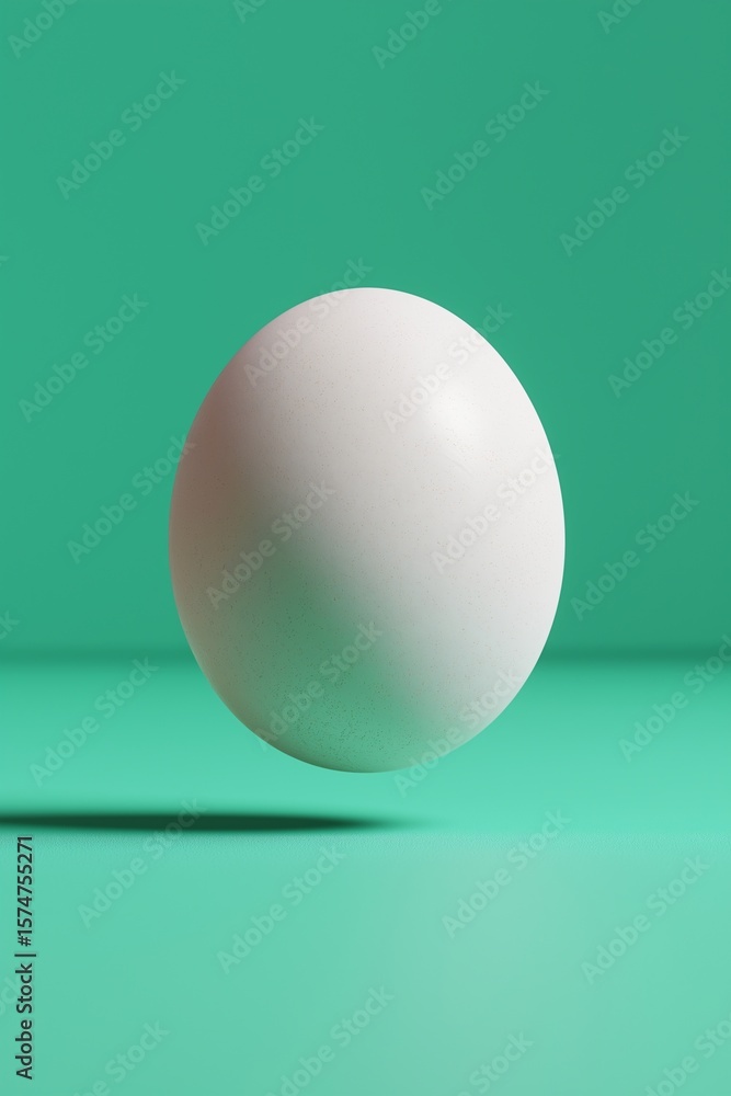 Fototapeta premium A solitary white sphere floating against a soothing teal background