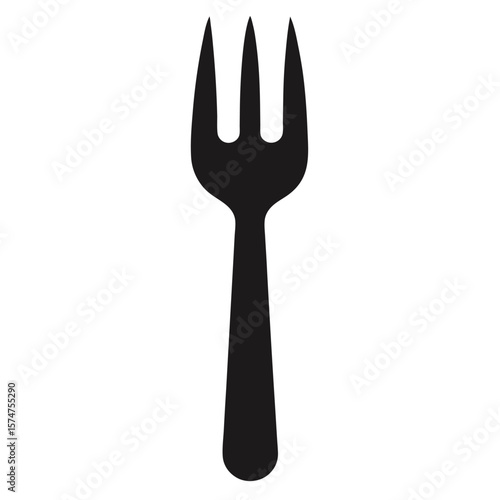 Clean black silhouette of a single fork with a realistic handle and tines