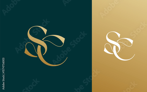 Initial letter SC CS logo design vector illustration for couple, wedding, and business