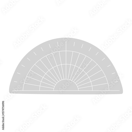 A vector illustration of a hand-drawn protractor. Perfect for geometry lessons, educational designs, math teaching tools, and school-themed graphics.