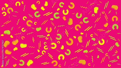 Colorful pasta pattern on a pink background. Vector for abstract background, presentation, website, and creative poster.