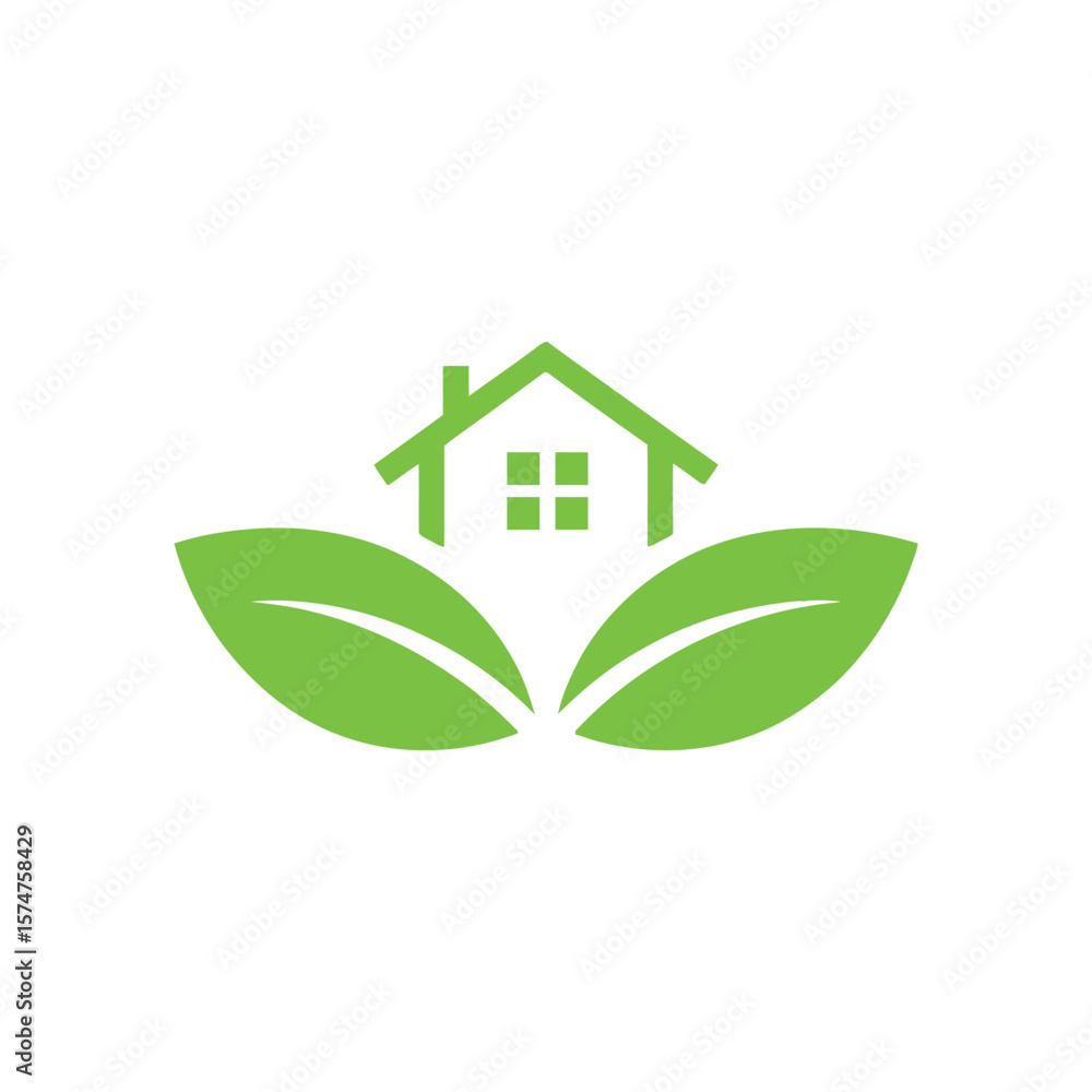Green House with Leaves Logo: Eco-Friendly Home and Sustainable Living Concept
Green House with Leaves Logo: Eco-Friendly Home and Sustainable Living Concept