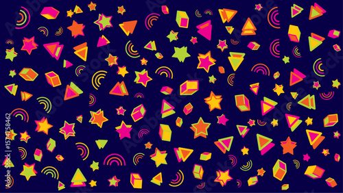 Vibrant 80sstyle geometric pattern. Vector for abstract background, presentation, website, and creative poster.