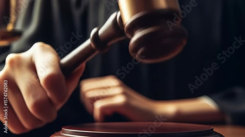 Wallpaper Mural The gavel hovers, symbolizing justice and decisions in the courtroom. A judge's hand holds the tool of order. Torontodigital.ca