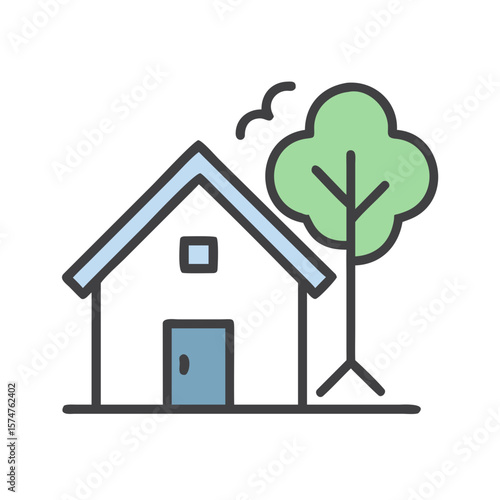 green house with tree