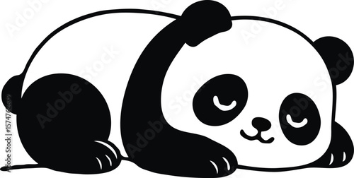 Adorable Sleeping Panda Illustration Cute Black and White Cartoon Animal Design
