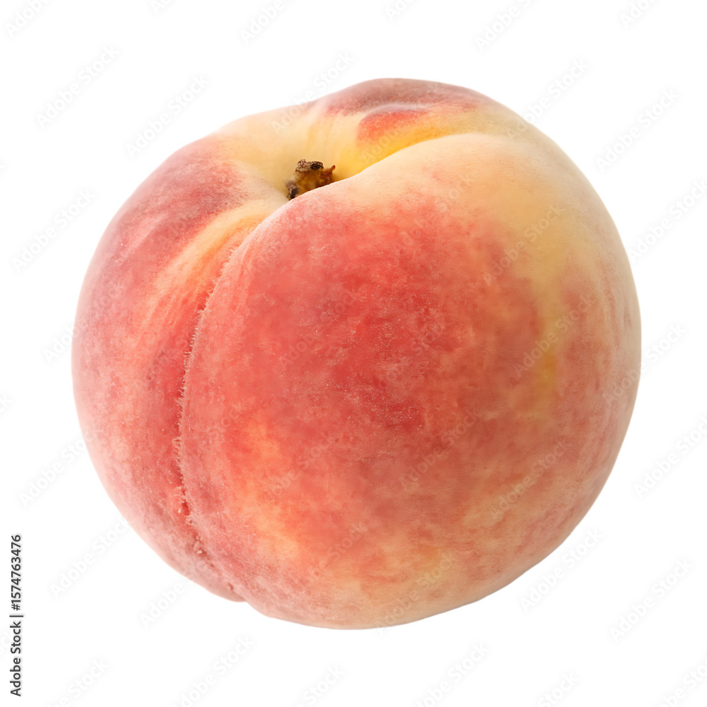 A single ripe peach with fuzzy skin and a golden blush isolated on a transparent background png A single ripe peach with fuzzy skin and a golden blush isolated on a transparent background png