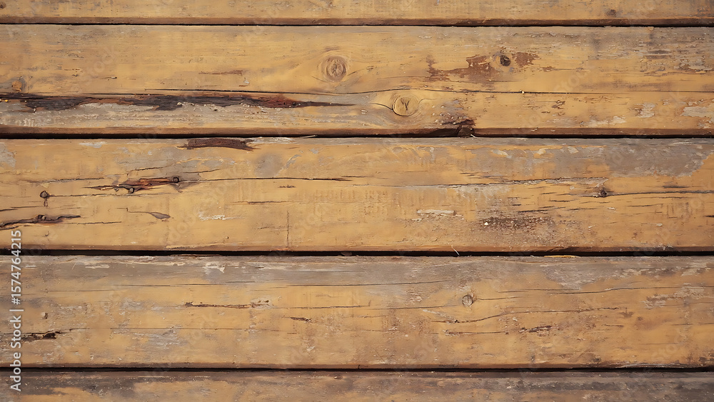 Fototapeta premium Rustic Wooden Planks: A Textured Background with Warm Tones and Weathered Details
