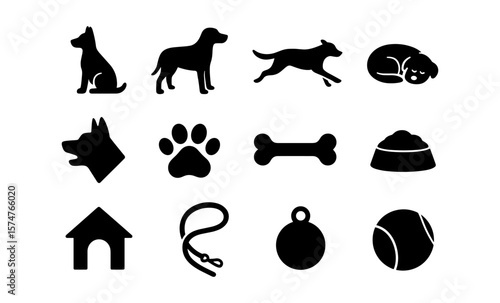 Dog care silhouettes: essential icons for pet lovers and animal services