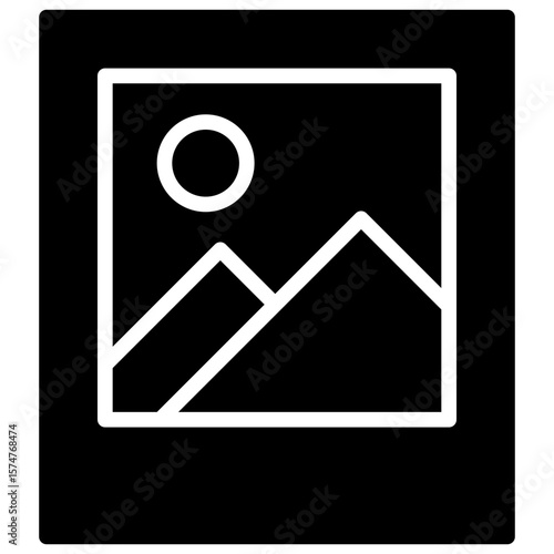Mountain scenery frame icon that displays the exoticism of nature and stores beautiful memories after a vacation.