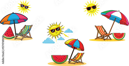 Summer beach set. summer vector design svg bundle. tropical summer vacation elements