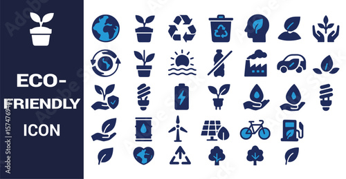 Eco friendly icons for sustainability and green living environment nature