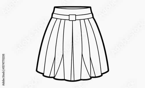 Skirt silhouette, Flat Skirt Silhouette Black Vector Style, Fashion Clipart Illustration Vector Format 