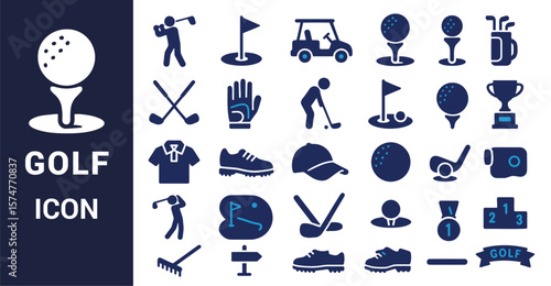 Golf equipment and players icons ball clubs