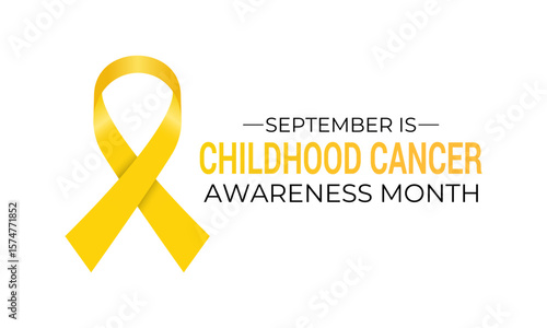 September is a powerful time to spread awareness about childhood cancer. Gold Realistic ribbon with child icon vector. Creating for web banner, cards,prints, social media, poster, flyer and background