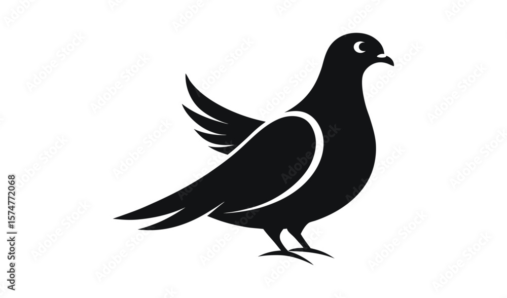 Fototapeta premium Simple black silhouette of a dove bird