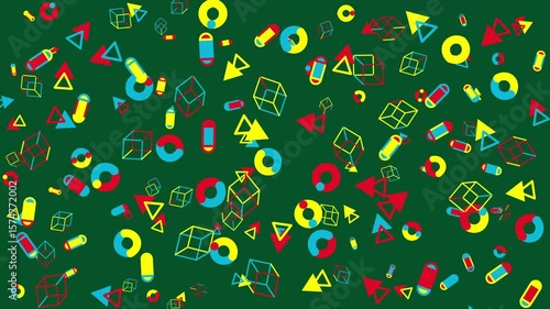 Colorful abstract geometric pattern. Abstract seamless memphis loop video for presentation, intro, outro, and social media.
