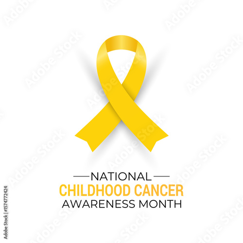 September is a powerful time to spread awareness about childhood cancer. Gold Realistic ribbon with child icon vector. Creating for web banner, cards,prints, social media, poster, flyer and background