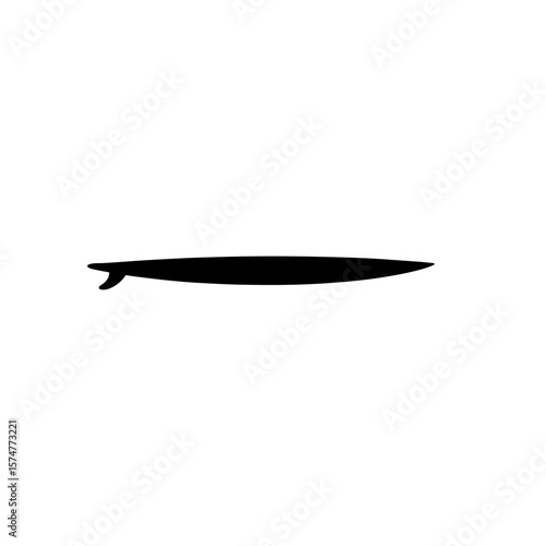 Side View Surf Board silhouette vector flat illustration design.