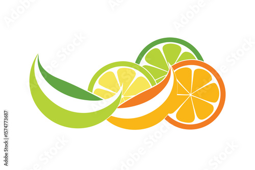 Flat Vector Illustration Of Sliced Citrus Wheels
