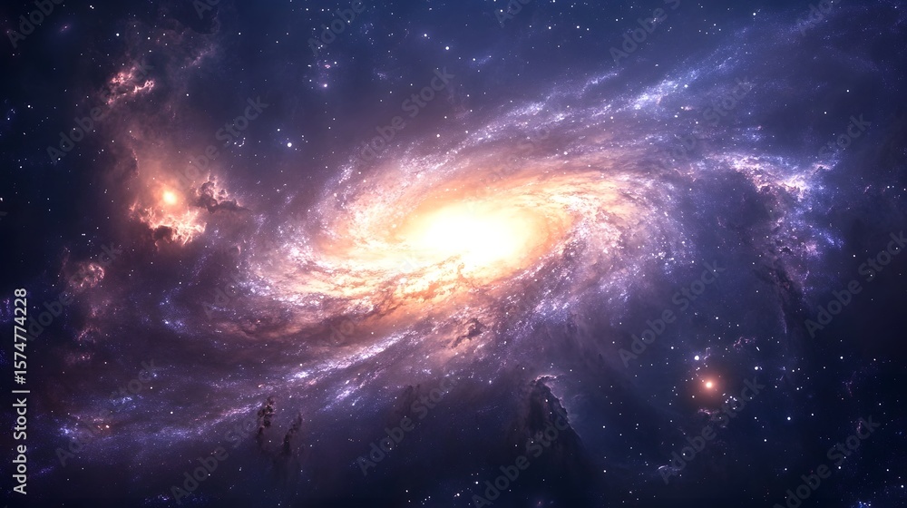 Obraz premium Cosmic view of a swirling glowing galaxy