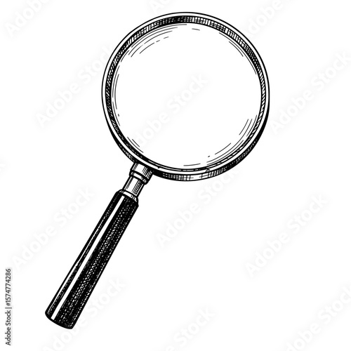 Magnifying Glass – Vintage Sketch Black and White Vector Illustration Hand Drawn Doodle SVG