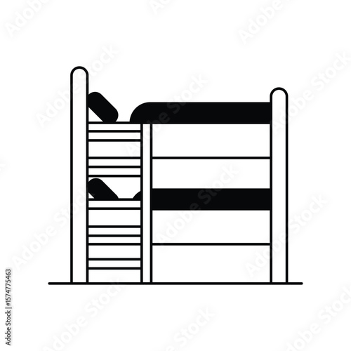 bunk bed icon with white background vector stock illustration
