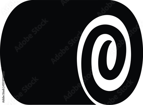 Hay bale silhouette with rolled spiral end and compact shape for rustic farm icon