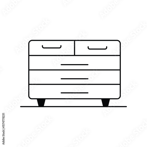 drawer icon with white background vector stock illustration
