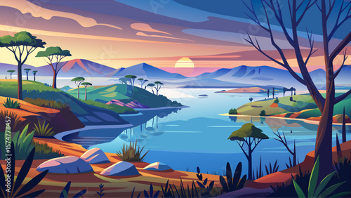 Lake Kariba, Zimbabwe/Zambia – Expansive reservoir reflects flooded forests and rolling hills, offering tranquil water-land balance at dusk.