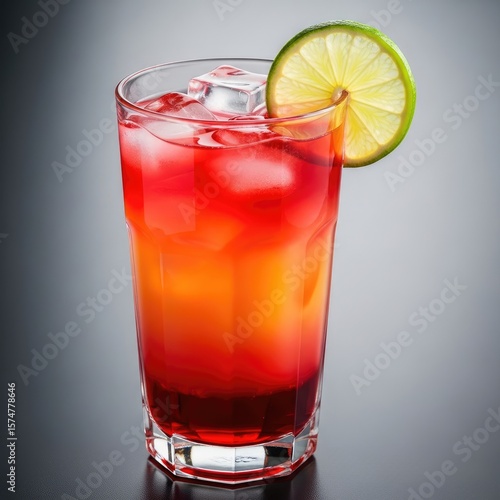 cocktail with ice and lemon By Generated AI