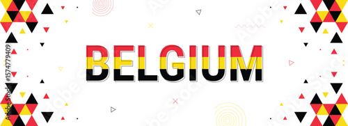 Belgium nation banner, national independence celebrations and festivals, flag colors combination, abstract background, geometric pattern design with shapes