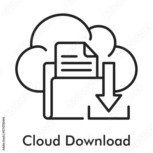 Cloud Download Icon - Line Style