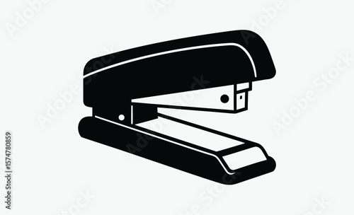 Stapler silhouette,Stapler Shape in Solid Black, Stapler silhouette vector, office tool icon, desk supply illustration 