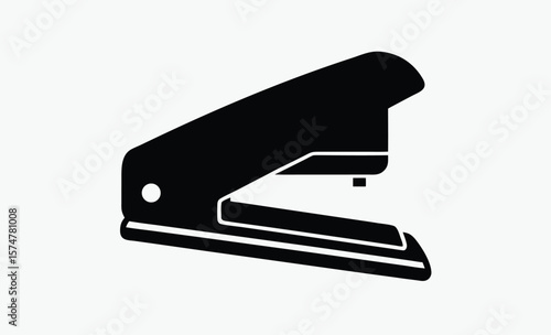 Stapler silhouette,Stapler Shape in Solid Black, Stapler silhouette vector, office tool icon, desk supply illustration 