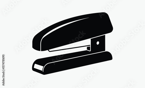 Stapler silhouette,Stapler Shape in Solid Black, Stapler silhouette vector, office tool icon, desk supply illustration 